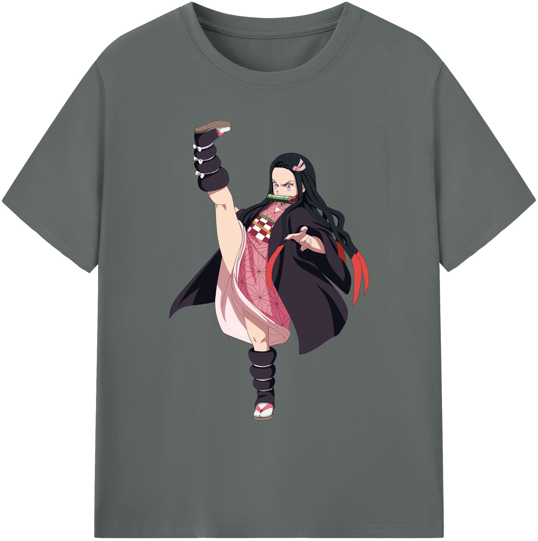 （画像用） 鬼滅の刃（きめつのやいば）竈門 禰󠄀豆子／かまど ねずこ Kamado Nezuko 綿100％ メンズ半袖Tシャツ｜肌触りやわらか＆通気性